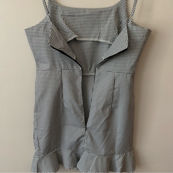 Zaful Gingham Plaid Check Black & White Mini Dress Ruffle Hem Coquette Girl US 4 - Picture 6 of 12